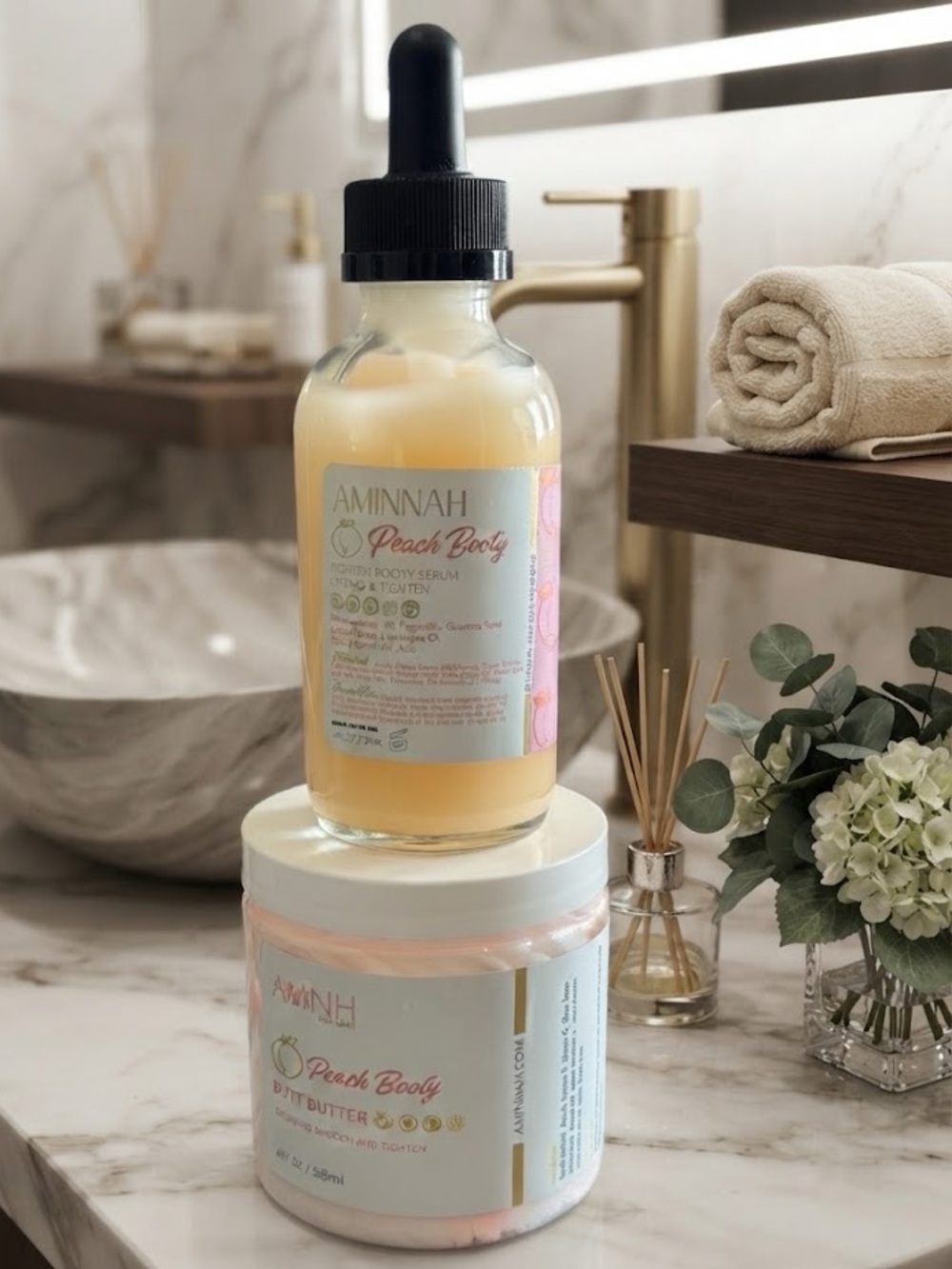 Aminnah Peach Booty Bundle with Serum & Body Butter.